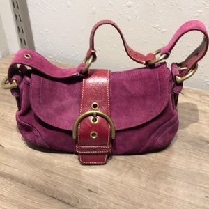 Coach Purple Suede Soho Flap Bag Purse